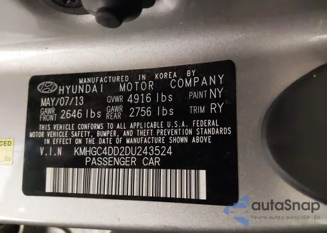 2013 Hyundai Genesis 3.8 from USA, damaged, VIN KMHGC4DD2DU243524